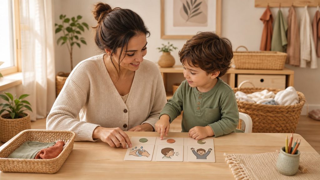 Madre prepara con su hijo una rutina visual para dejar el pañal sin presión