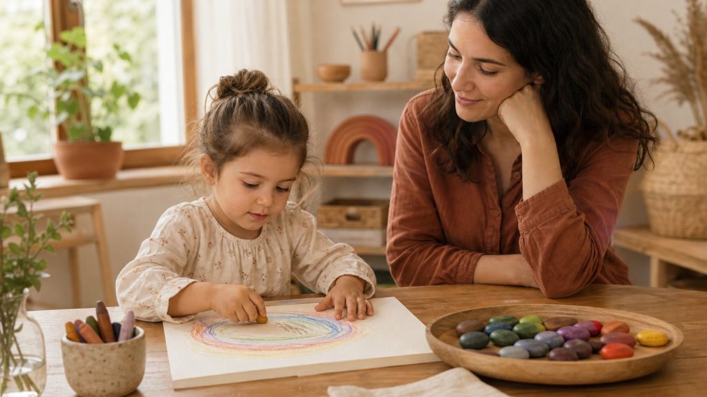 Crayon Rocks usados en una actividad de educación artística infantil