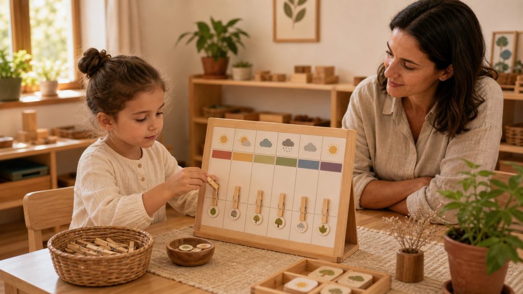 calendario Montessori con pinzas: guía práctica Mimorssori