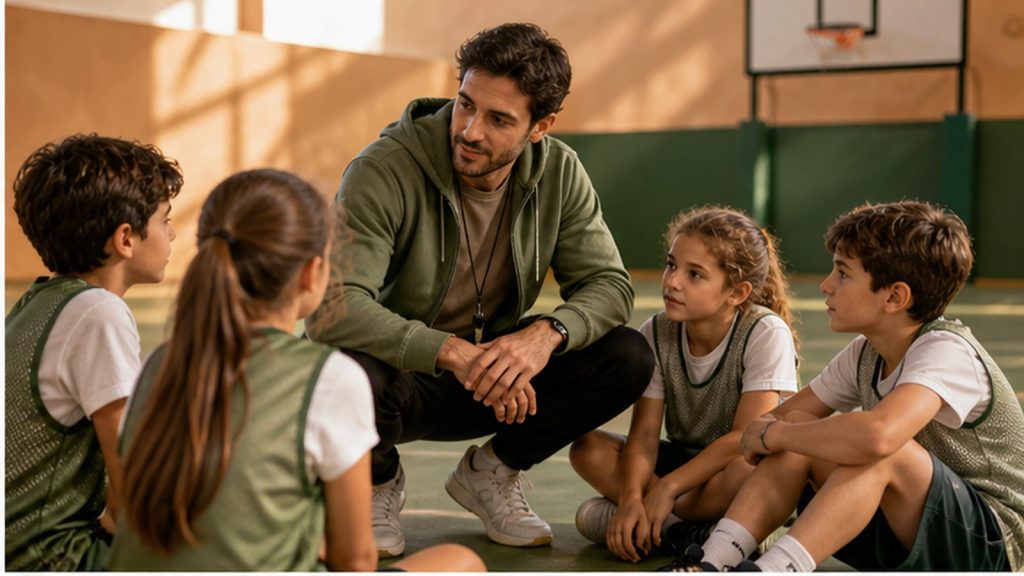 Niños entrenando en equipo con límites respetuosos y disciplina positiva