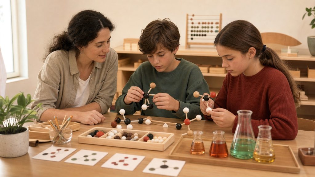 Química orgánica en la educación con modelos y moléculas concretas.